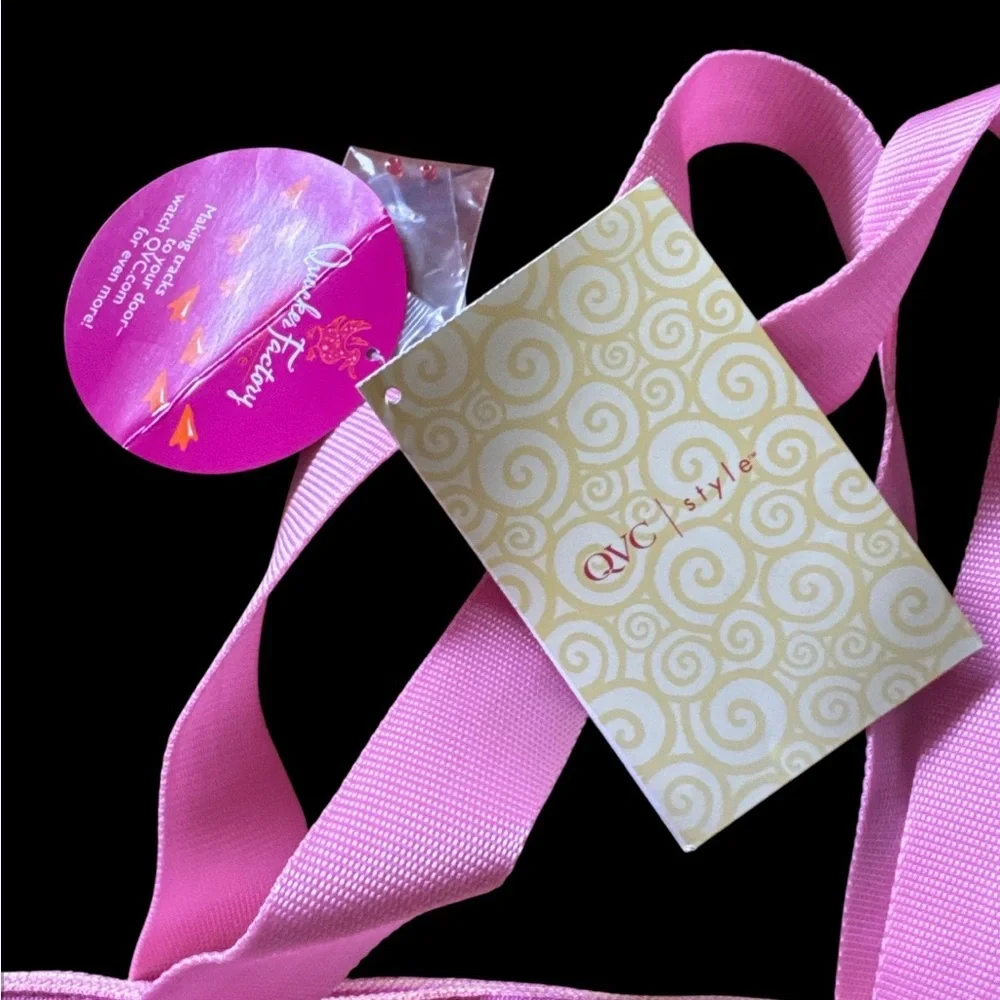 Y2K NOS Quacker Factory Yellow Pink Polka Dot Easter Spring Tote Bag Easter Tote